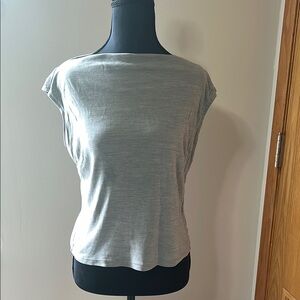 Ann Taylor Gray Fitted Cap Sleeve Tee